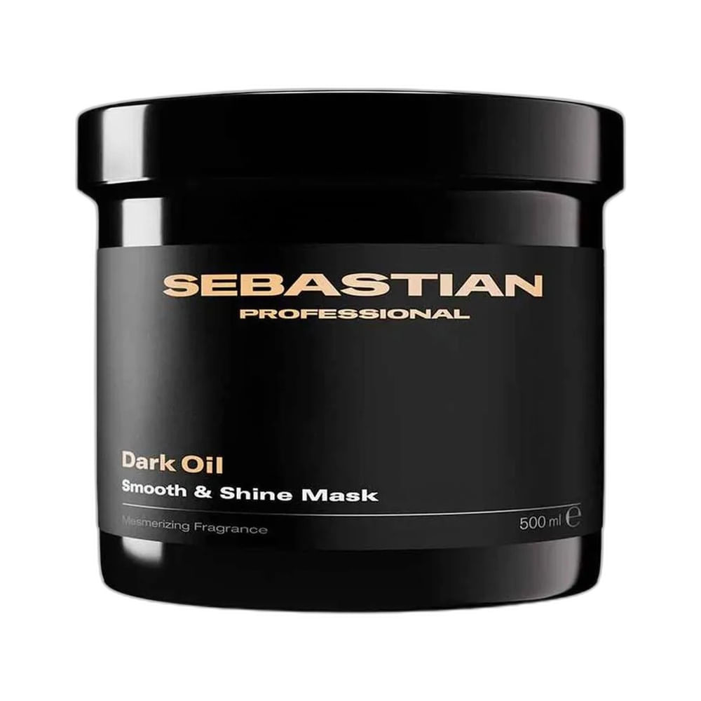 Máscara Sebastian Dark Oil Smooth & Shine Mask 500ml em embalagem preta com detalhes dourados